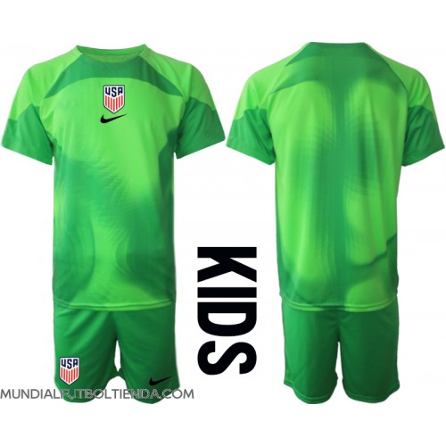 Camiseta Estados Unidos Portero Segunda Equipación Replica Mundial 2022 para niños mangas cortas (+ Pantalones cortos)